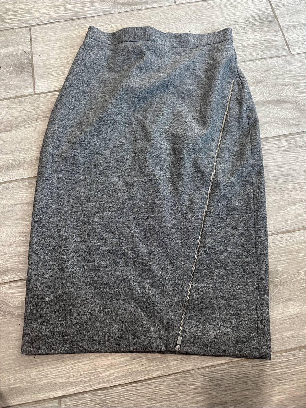 Banana Republic Gray Pencil Skirt with Diagonal Zip Detail
